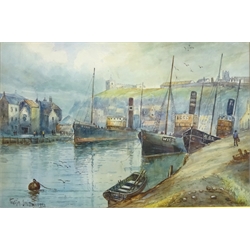 Whitby Harbour, 20th century watercolour signed and dated 1924 by Austin Smith 34.5cm x 51cm  