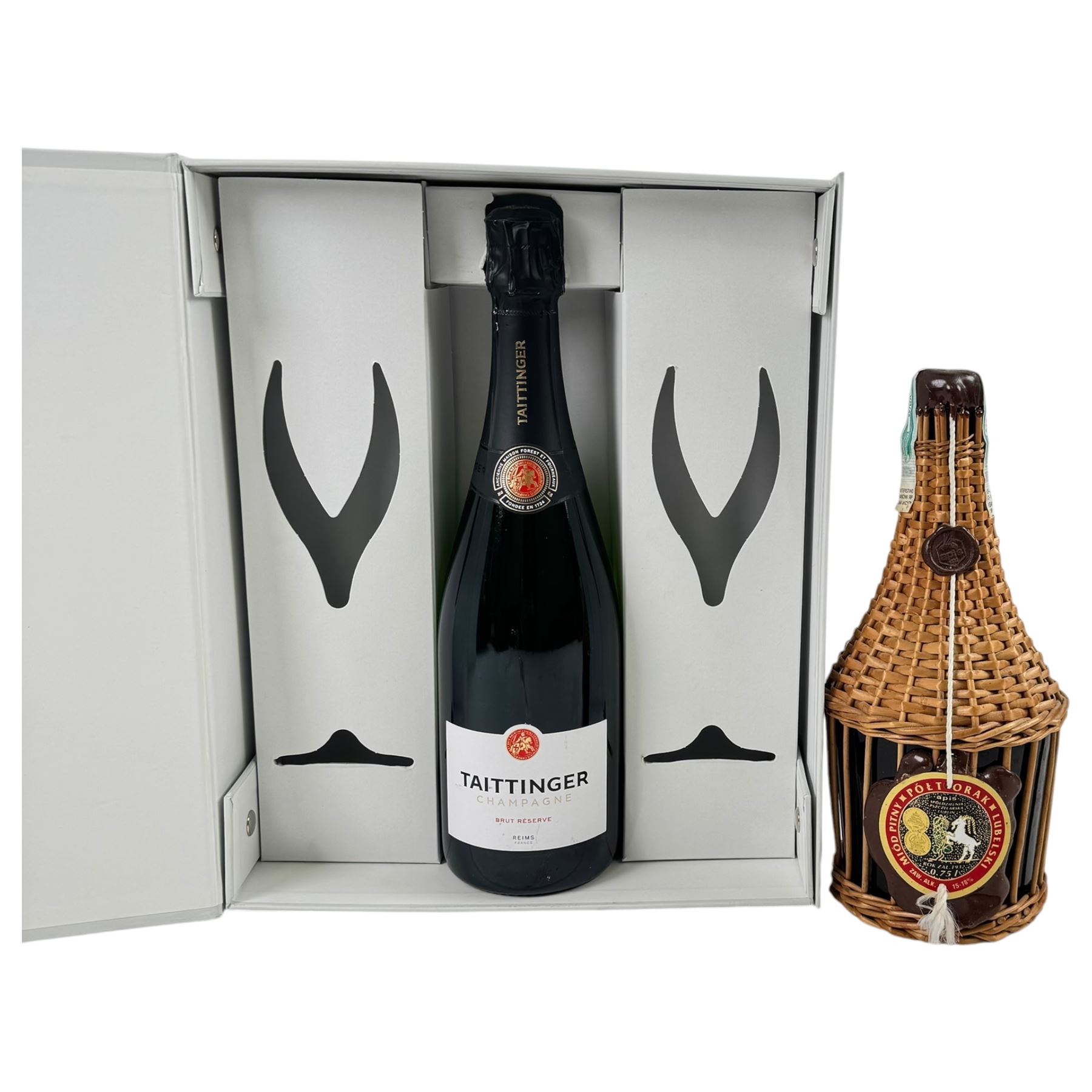 Bottle of Taittinger Brut Champagne, together with Apis Jadwiga Póltorak Mead, various contents and proof 