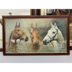 After G Keane (British 20th century): 'Mill Reef' and 'Brigadier Gerard', pair colour prints together with three further prints of Race Horses (5)