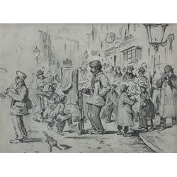 Edward Tennyson Reed (British 1860-1933): The Hurdy Gurdy Man and Followers, pencil sketch unsigned 16.5cm x 22cm