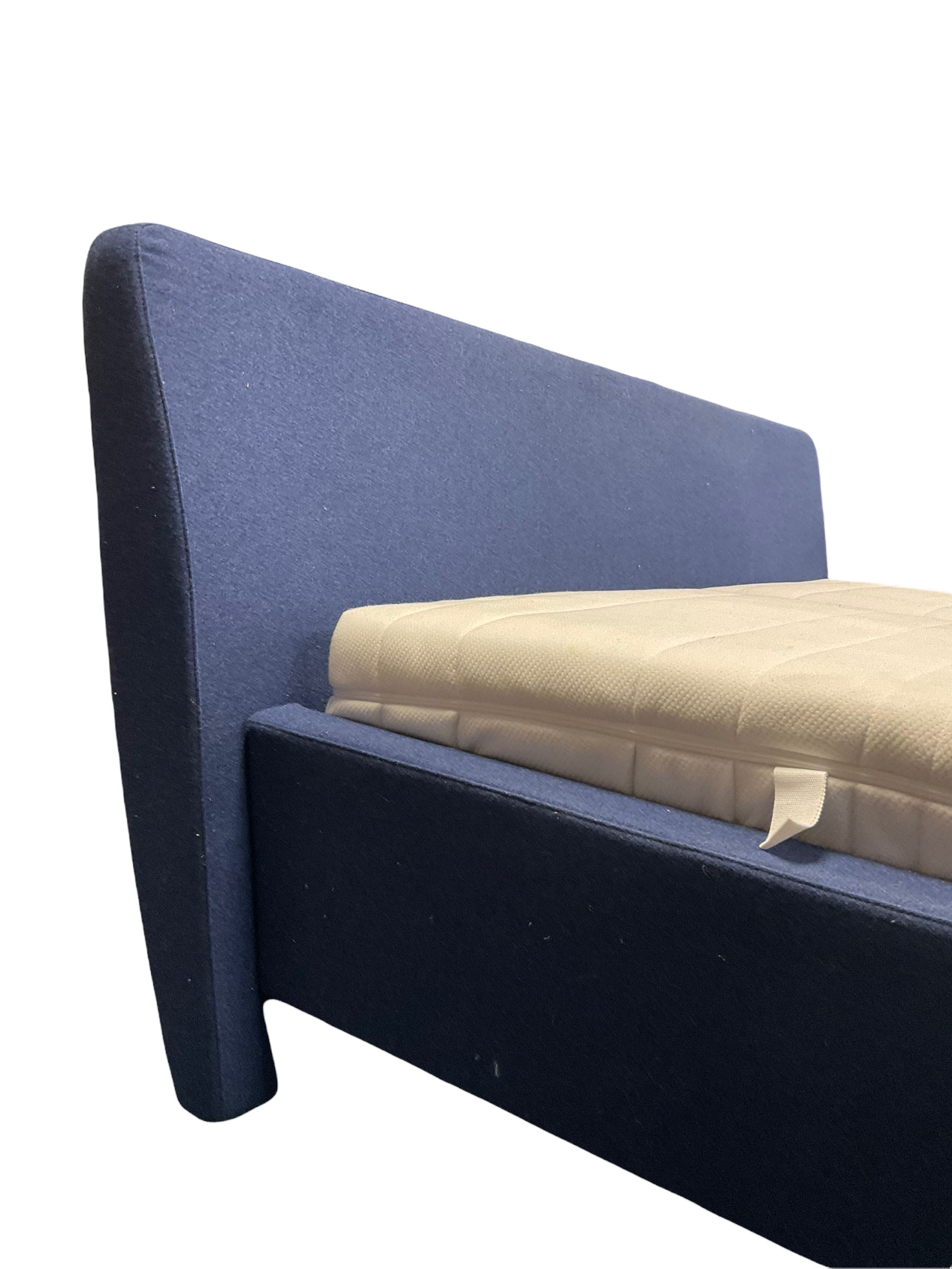 Hulsta Sleeping Systems - Super Kingsize bed upholstered in blue, with two individually tensioned sprung bases and two 3' Top Point 500 single mattresses 