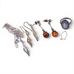 Silver jewellery, including Kit Heath pendant with matching earrings, pair of Baltic Amber...