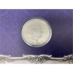 The Royal Mint United Kingdom 2006 brilliant uncirculated coin collection, in card folder and a part set of The London Mint Office 'The Platinum Wedding Anniversary Photographic Collection' coins