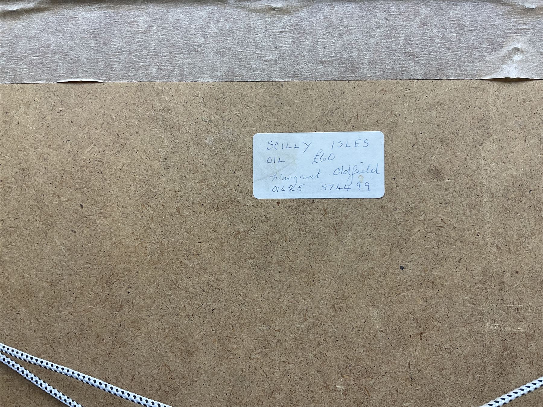 Margaret Oldfield (British 20th century): Scilly Isles, impasto oil on board, signed on label verso 27cm x 37cm 