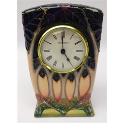  Moorcroft 'Cluny' pattern mantle clock designed by Sally Tuffin, H16cm   