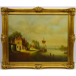  Dutch Riverside Landscape, 20th century oil on canvas unsigned 59.5cm x 75cm  