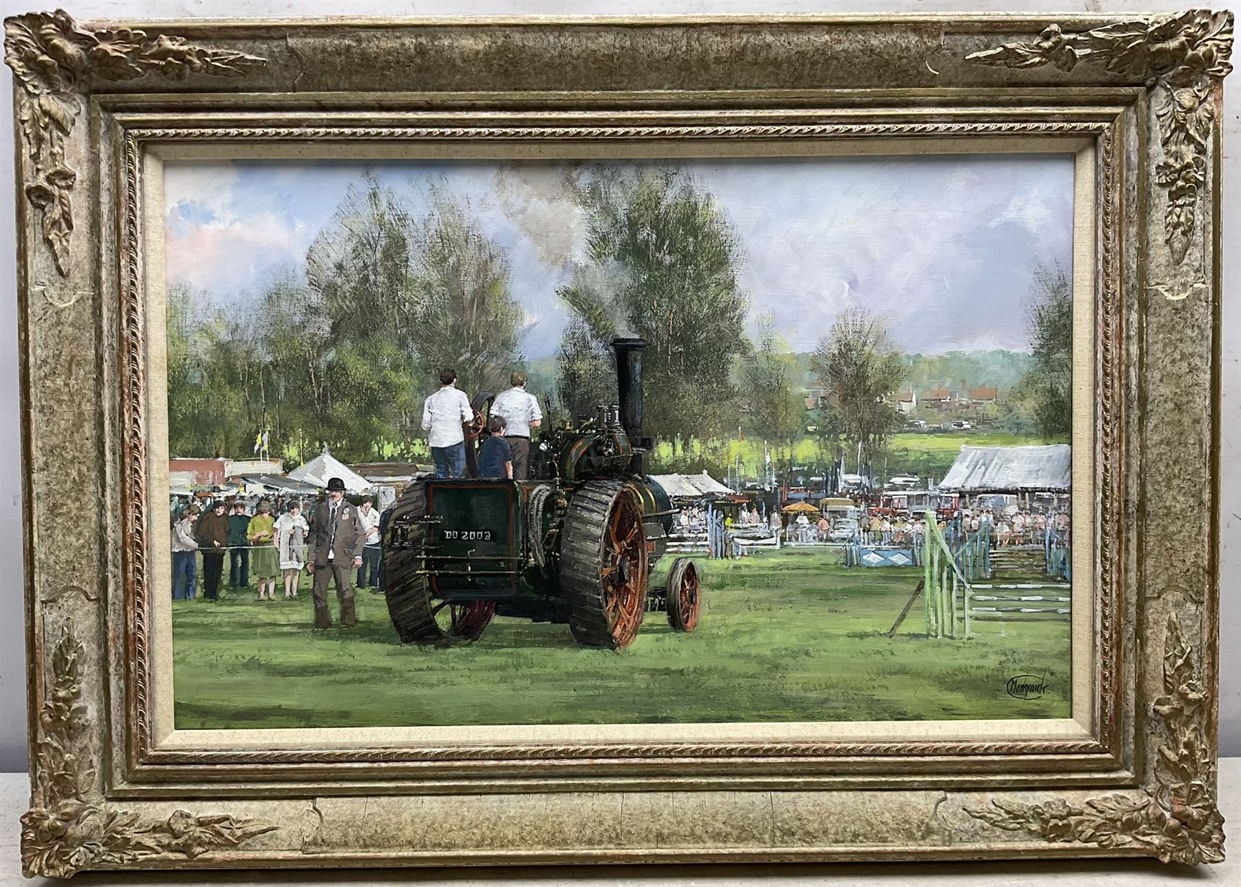 Clive Madgwick (British 1939-2005): Horse and Tractor Show at 'Hadleigh Show', pair oils on canvas signed, titled on artist's studio labels verso 34cm x 55cm (2)