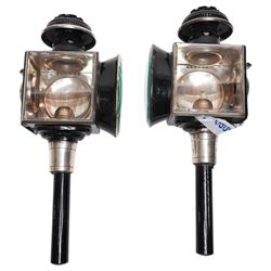 Rippon Bros. (Huddersfield) - pair of Victorian toleware and white metal carriage lamps, t...
