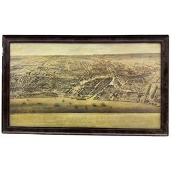  'Birds Eye View of Hull', reproduction engraving 46cm x 81cm