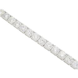 18ct white gold round brilliant cut diamond bracelet, stamped, total diamond weight approx 14.20 carat