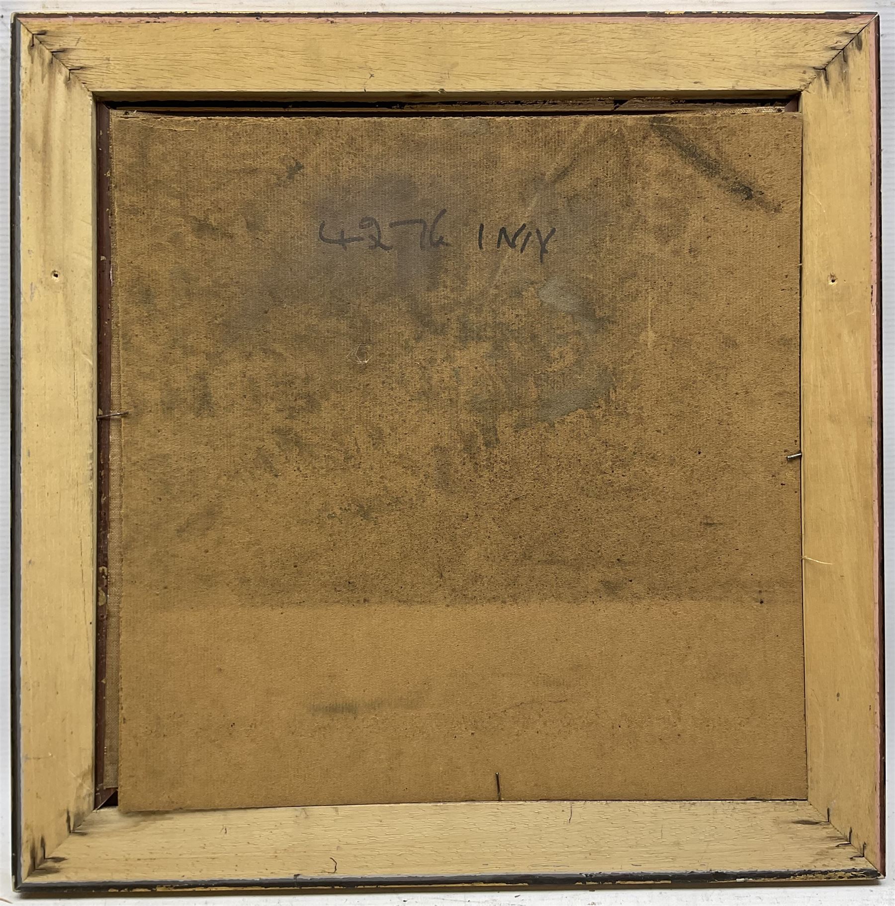 Edgar Wood (British 1860-1935): Blossom Trees, oil on unstretched canvas signed and dated '19, 33cm x 32cm