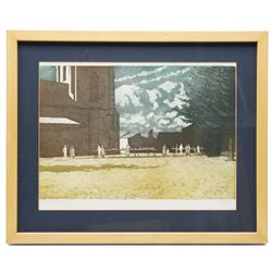 Colin Bygrave (British 1933-2020): 'Bring and Buy Sale - Fakenham', limited edition coloured etching signed titled and numbered 1/90 in pencil 27cm x 40cm