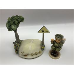 Nine Hummelscapes by Goebel, to include Bavarian Bire Garten, Cuck Crossing, Fisherman's Feast, Strudel Haus etc, each with associated Hummel figures, tallest H14cm 