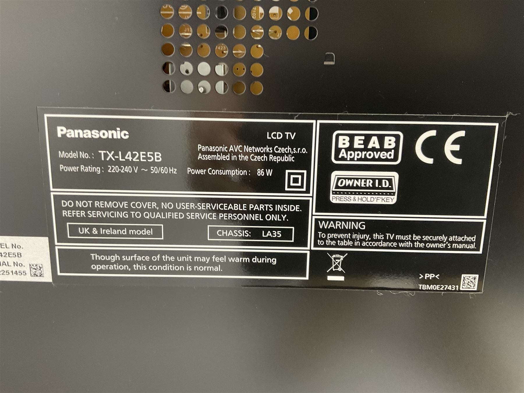 Panasonic TX-L42E5B 42