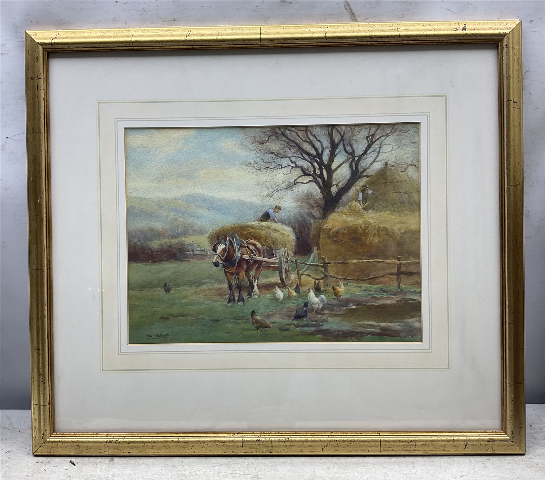 Edwin Bottomley (British 1865-1929): Hay Making, watercolour signed and dated 1912, 25cm x 34cm 