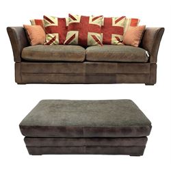 Large Knole design three-seat sofa uphol