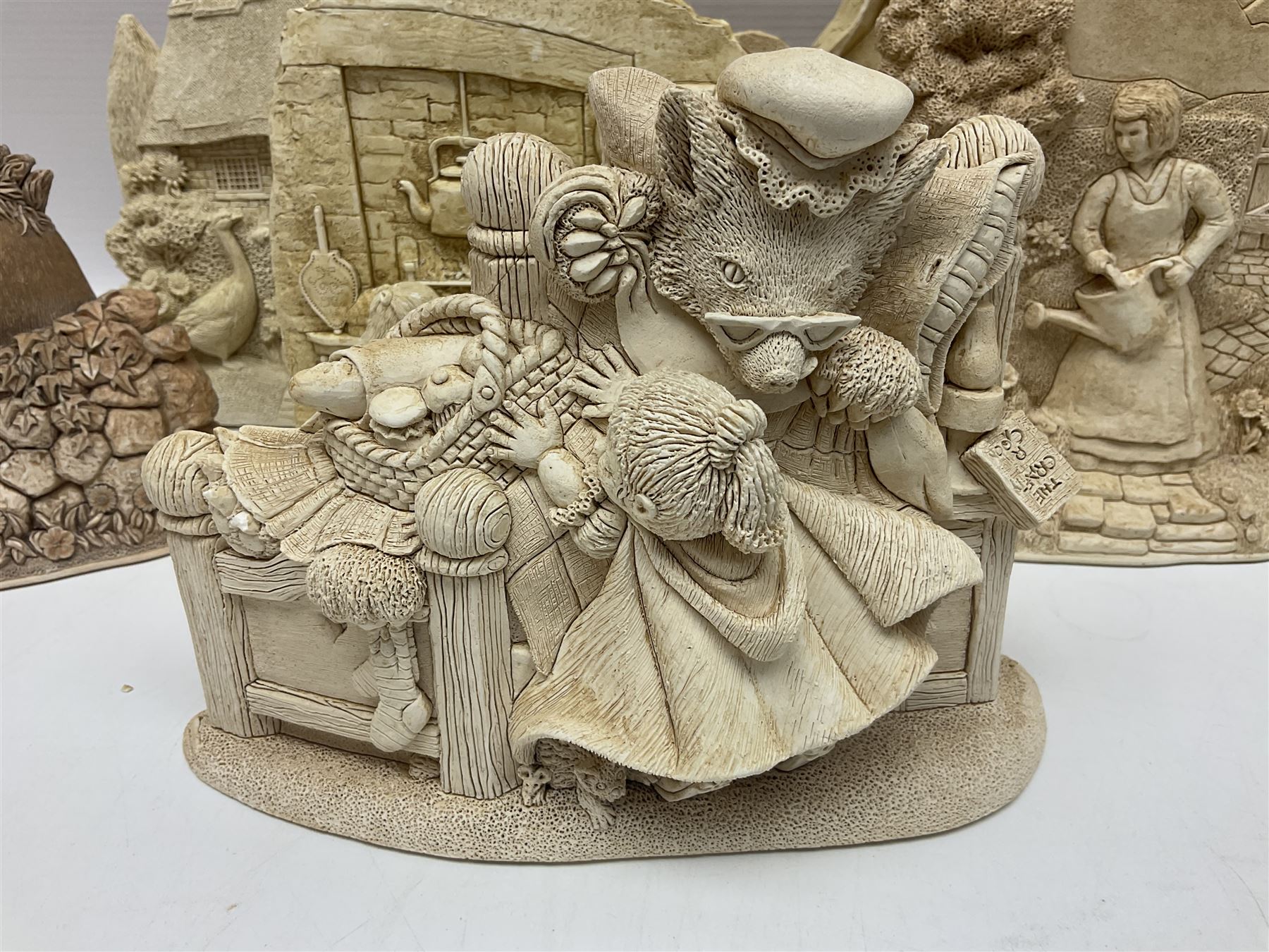 Thirty three Lilliput Lane models from the British collection and paint your own Children's Plaques, to include I am a little teapot, Gnome improvements, Dennis the Dragon, Bill and Ben, The Bobbins etc, some with boxes and deeds 