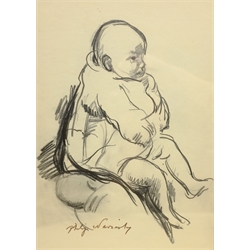  Philip Naviasky (British 1894-1983): Portrait of a Baby, pencil signed 30cm x 23cm  