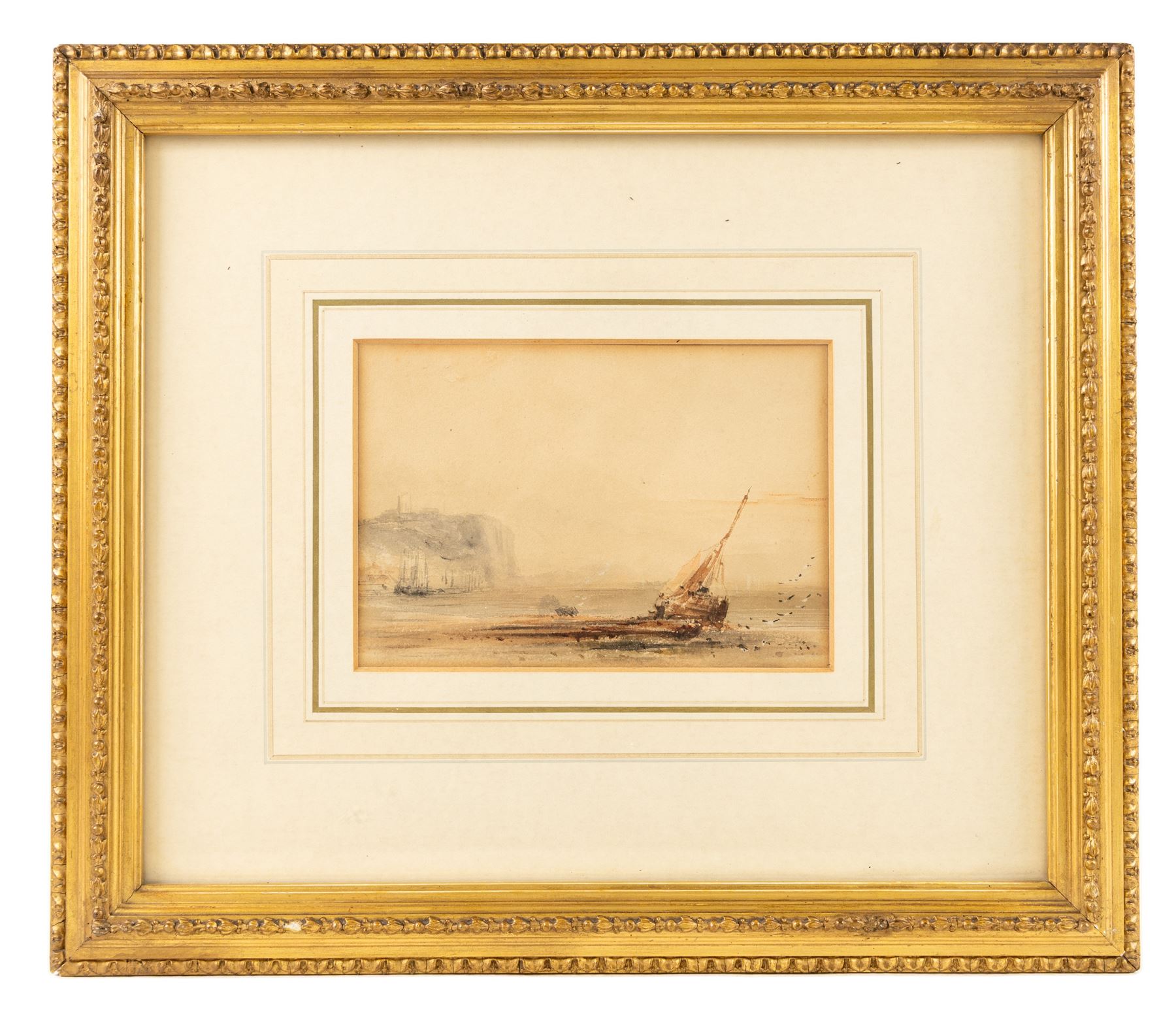 Henry Barlow Carter (British 1803-1867): 'Scarborough' and 'Bridlington', pair watercolours, signed and titled on original John Linn & Sons labels verso 11cm x 16cm in the original gilt frames