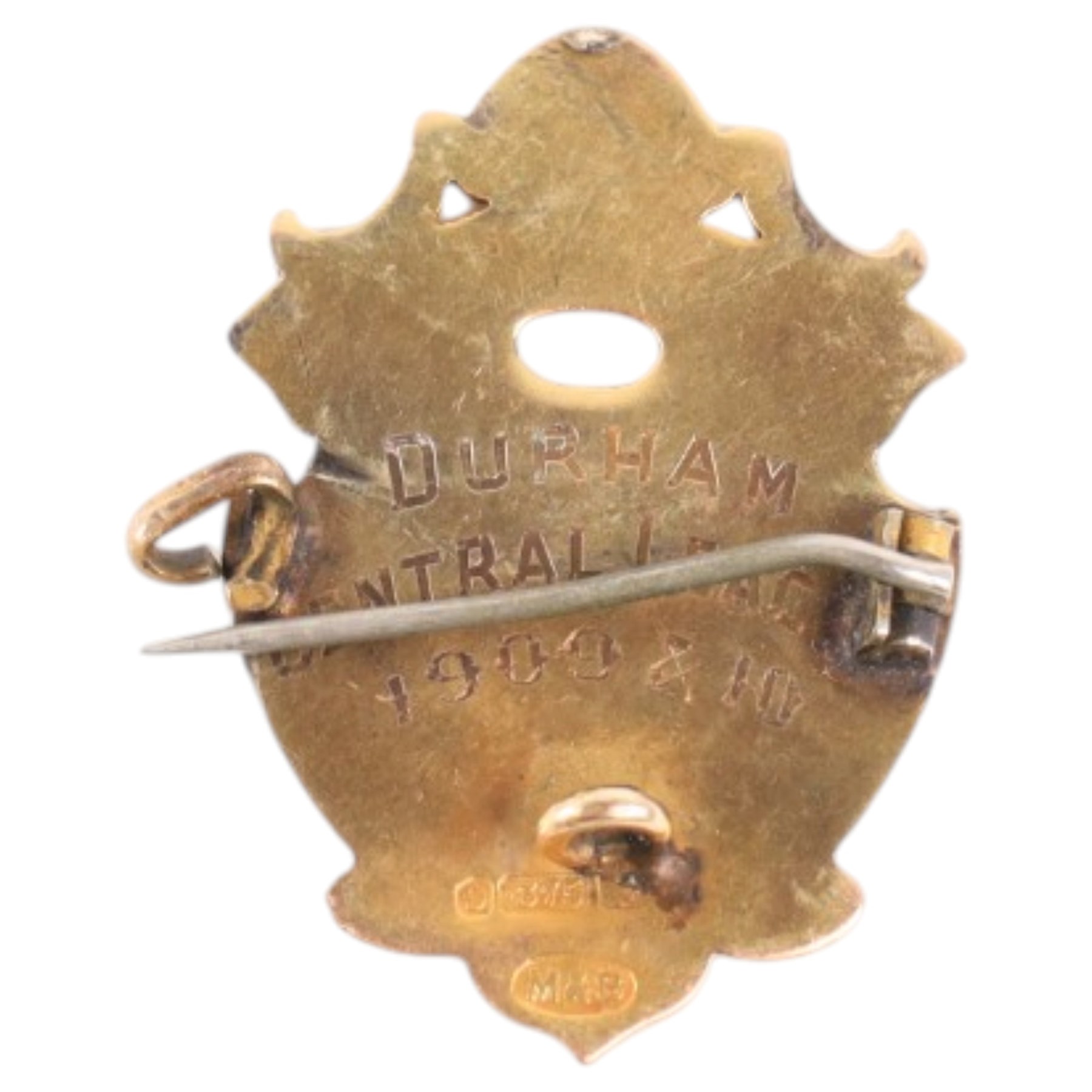9ct gold enamel football fob/brooch, hallmarked