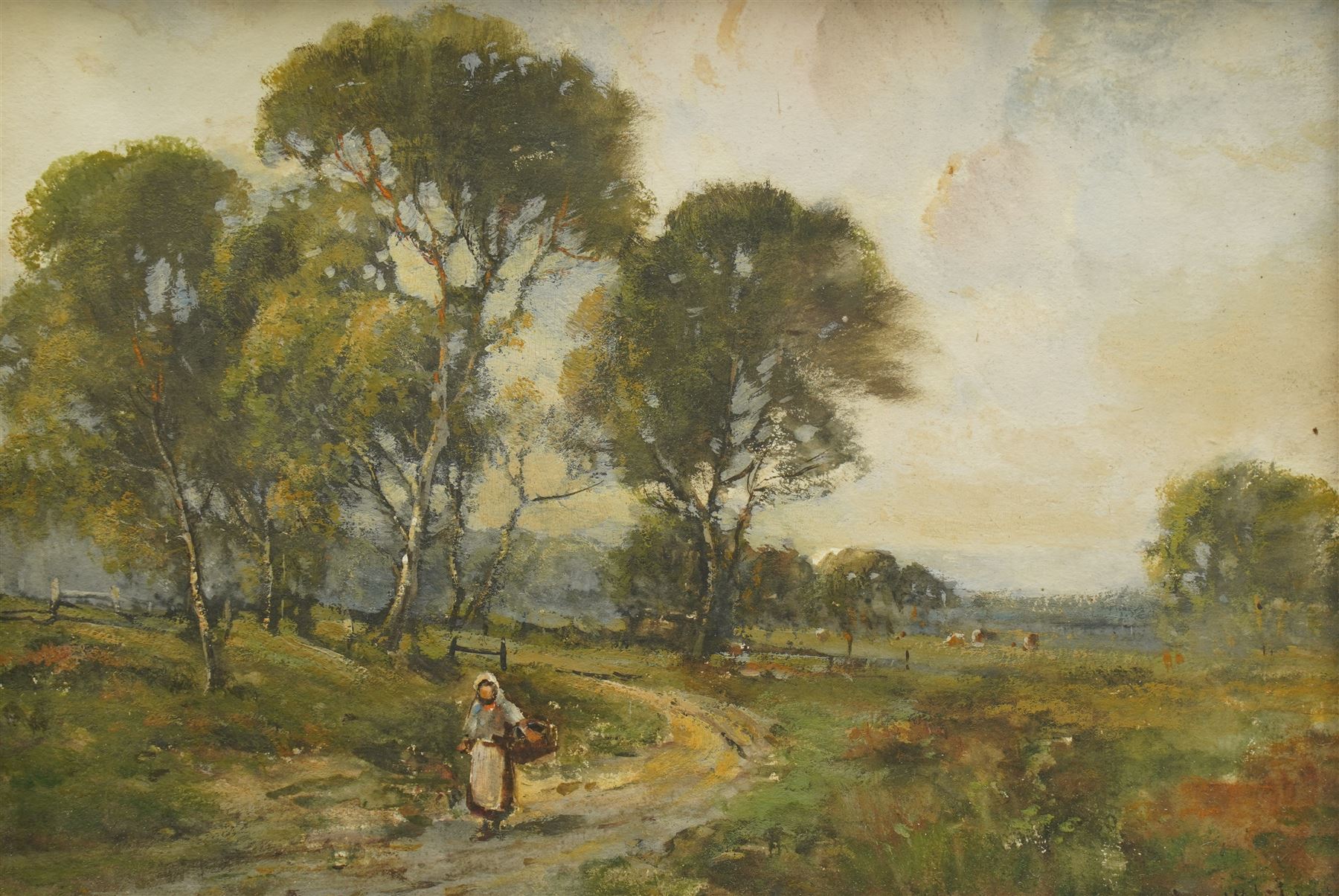 William Ashton (British 1853-1927): Coming Home through the Pasture, oil on board signed 24cm x 34cm