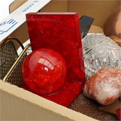 Four Lakeland Rural Industries Borrowdale platters, Noahs Ark animals carved from New Zealand woods, copper jugs etc