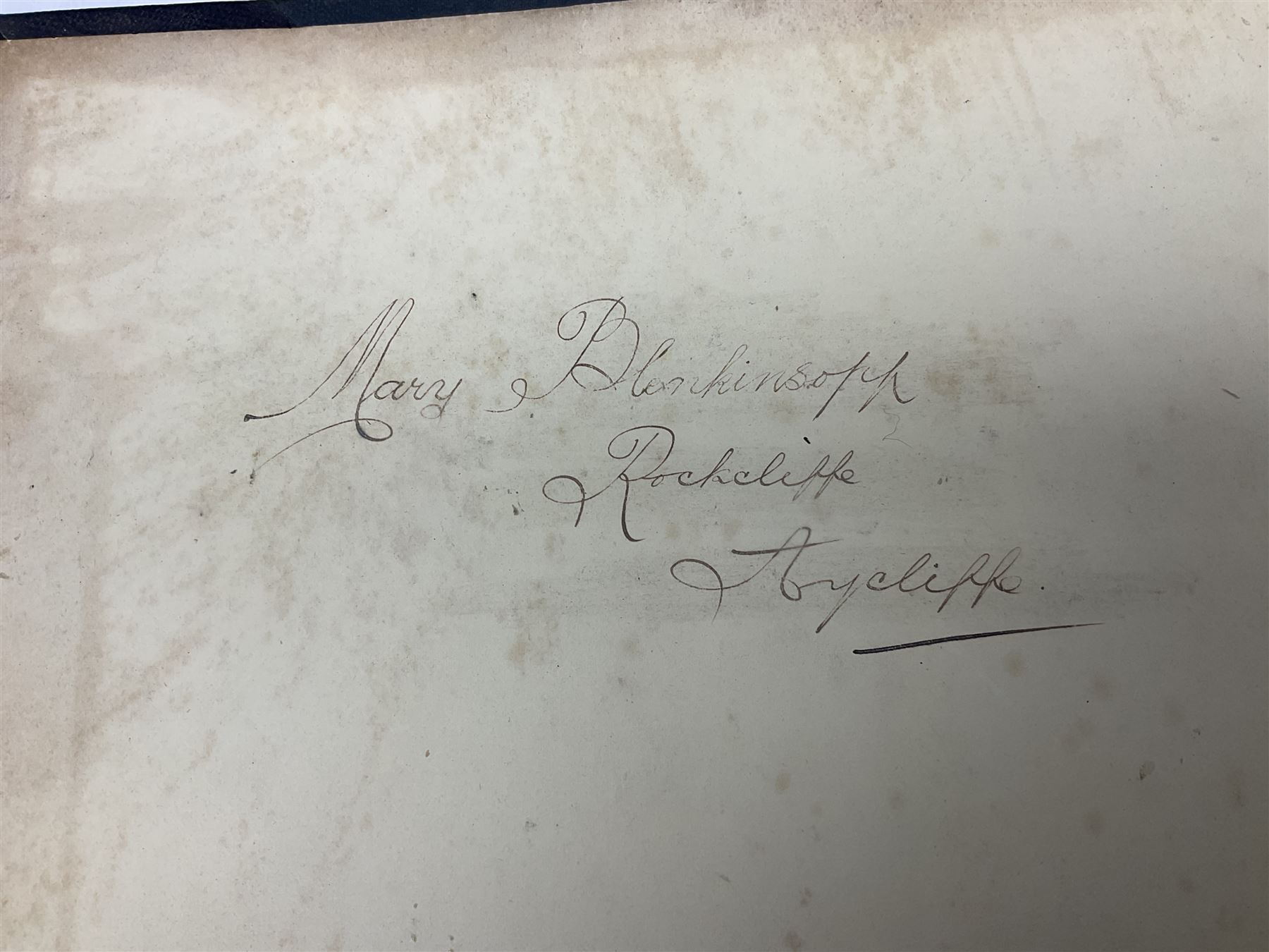 Victorian scrapbook of various fixed decoupage to include, greeting cards, portraiture, flowers, animals etc,