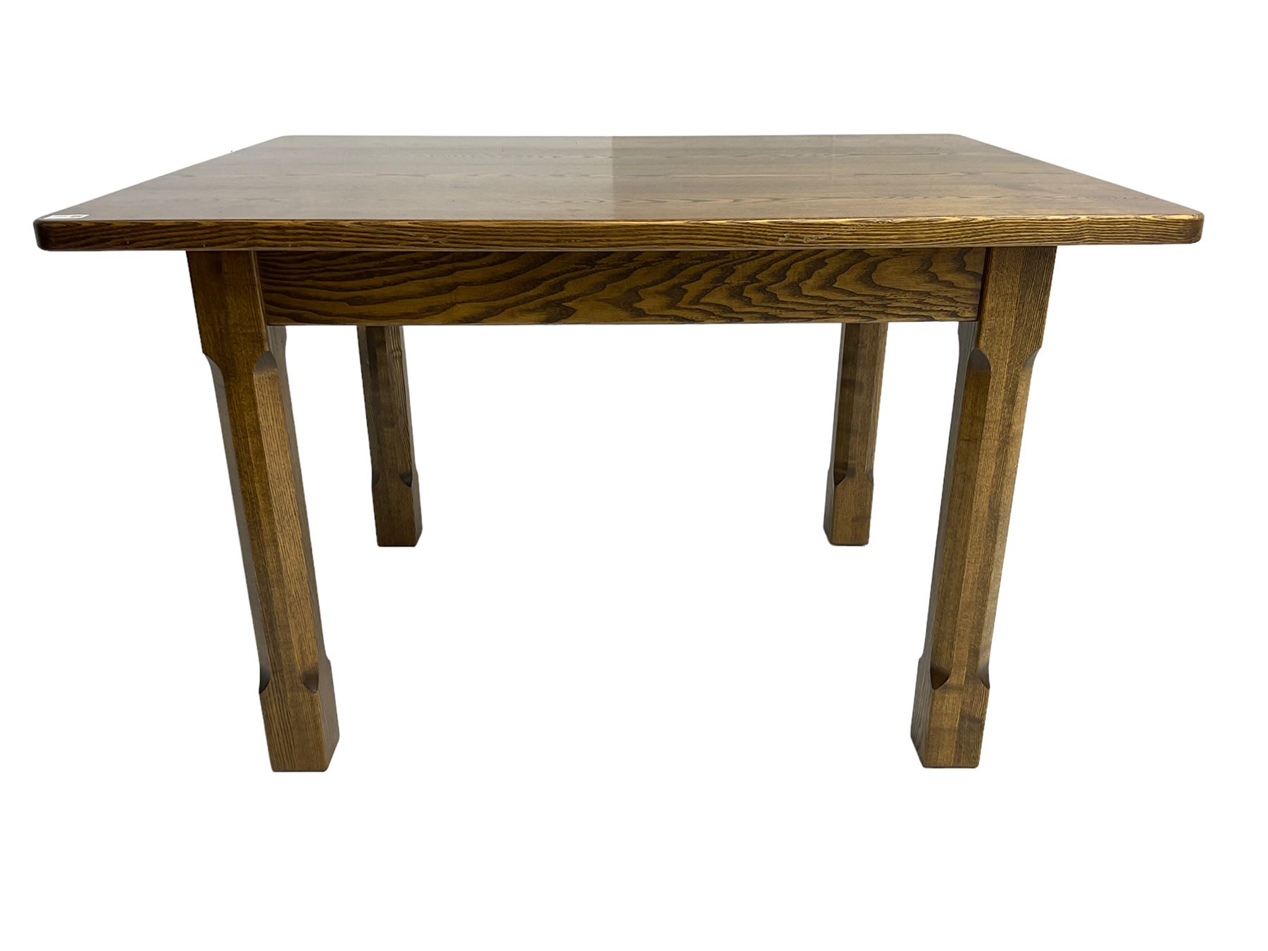 Swanman rectangular oak dining table on chamfered supports, by Graham Duncalf of Thirsk (ex