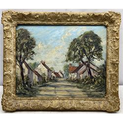 Harold Bennett (British 1879-1955): 'The Village Street Folkton' near Scarborough, oil on panel signed, titled verso 31cm x 39cm