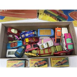 Matchbox Superfast track racing Set with Superbooster and two boxed SF-17 Slipstream Curves; together with five boxed Superfast models - 3d Monteverdi Hai, two 7d Hairy Hustler, 45c Ford Group 6 and 66d Mazda RX500; and quantity of unboxed and playworn other die-cast models