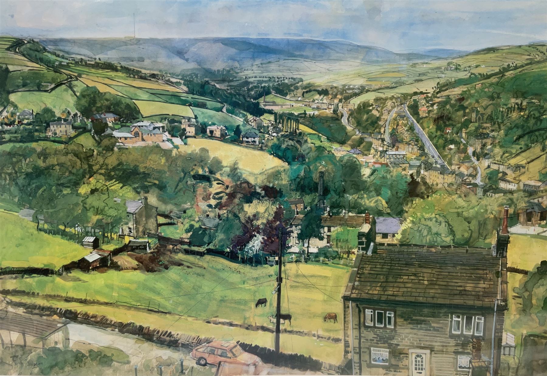 After Trevor Stubley (British 1921-2010): 'Holmfirth', colour print unsigned 55cm x 82cm