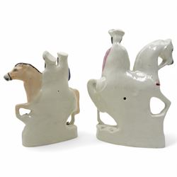 Collection of Staffordshire figures, to include a pair depicting Princess Victoria Adelaide Mary Louise, later Empress of Prussia and her brother King Edward VII as children riding goats, and others comprising Colonel Peard, Returning Home and Potash Farm (5)