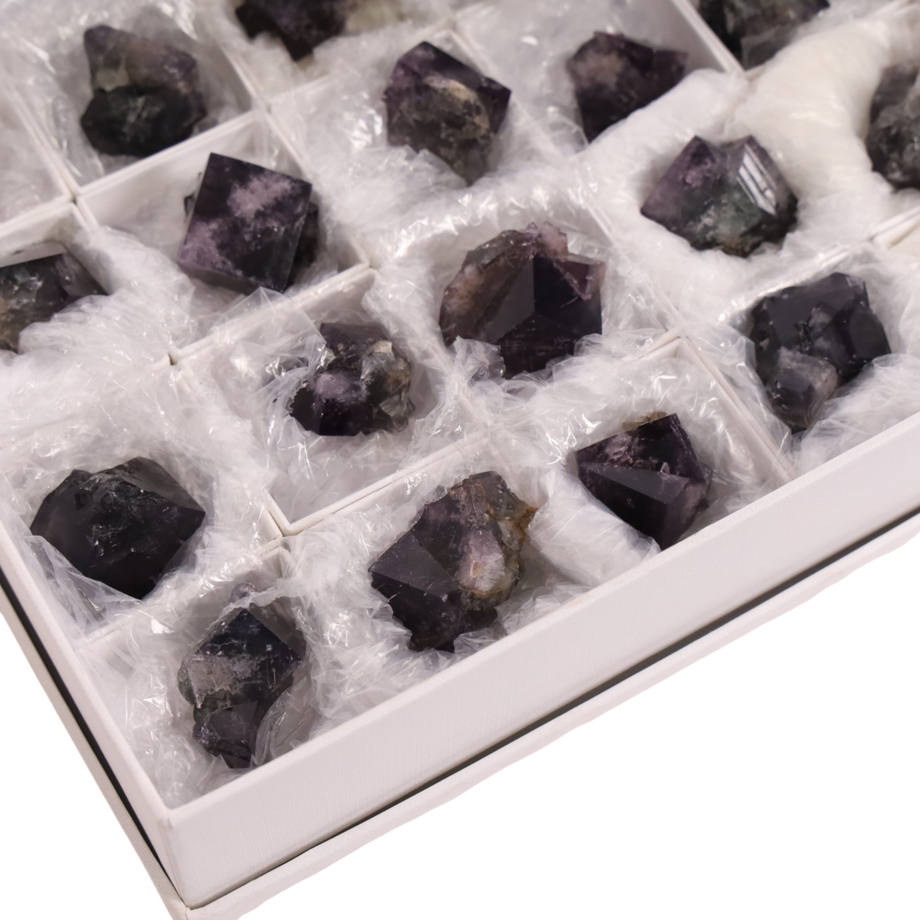 Purple fluorite Lady Annabella Mine, Purple Rain Pocket (Fairy Hole Vein), Weardale, Co. Durham. twenty four specimens  