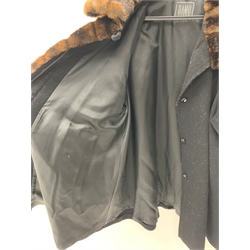 Damo Donna Italian Wool and Cashmere coat with faux fur, trim, collar and cuffs, size 14 