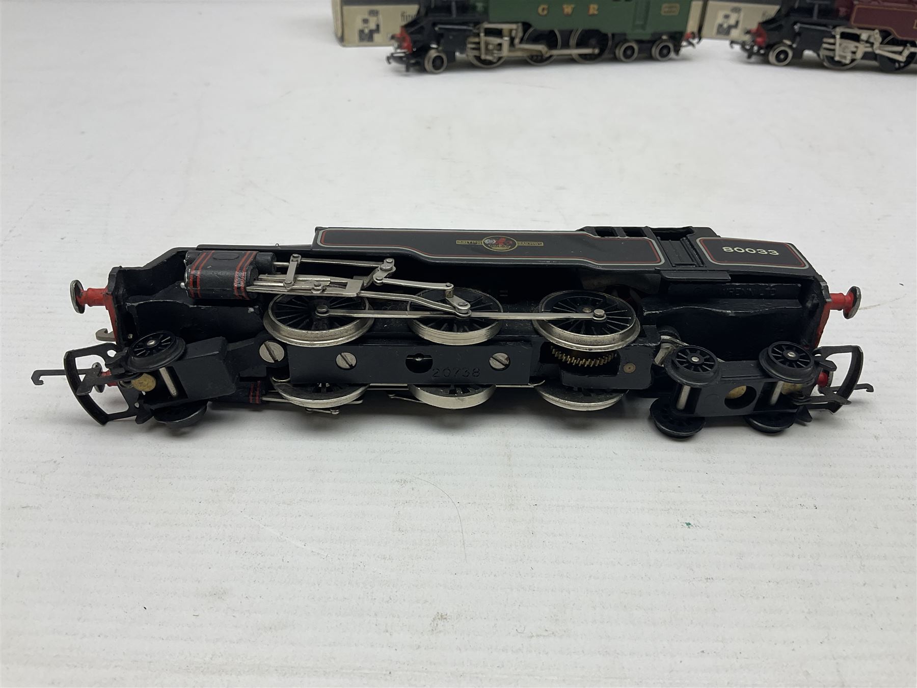 Wrenn '00' gauge - three 4MT Standard 2-6-4 tank locomotives - No.2679 LMS Lined Maroon; boxed with instructions; No.8230 in GWR Green; and No.80033 in BR Lined Black; both in associated Wrenn boxes (3)