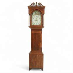 19th century-Oak and Mahogany 8-day longcase clock c 1820 (maker indistinct) with an open ...