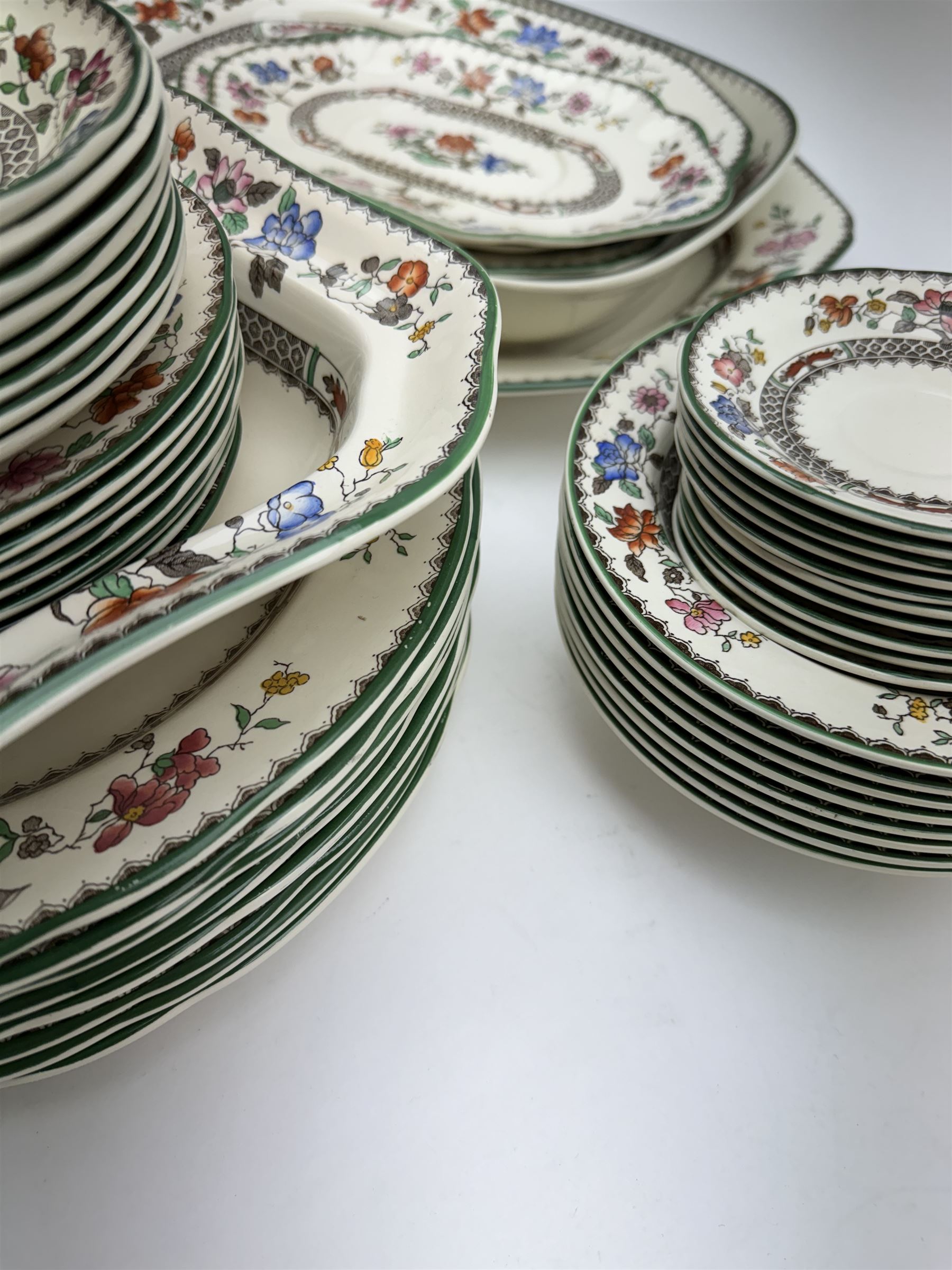 Large collection of Spode Chinese Rose pattern tea and dinner