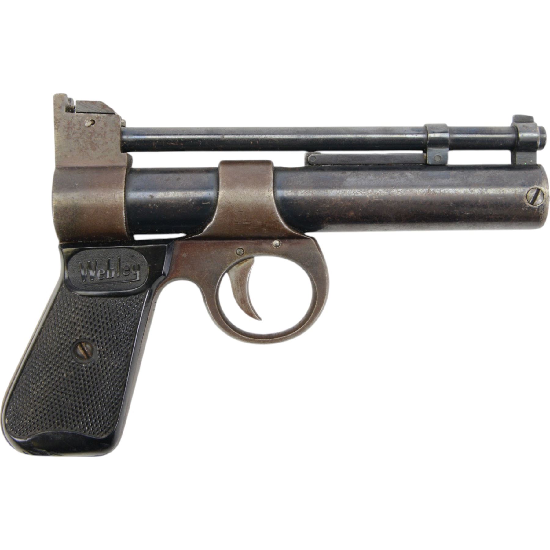Webley Junior .177 air pistol, batch 385, the air chamber marked 'The Webley 