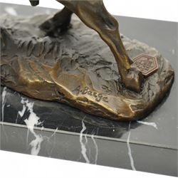 After Antoine Louis Barye - bronze figure of a charging Bull, H13cm 