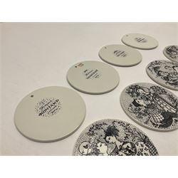 Bjorn Wiinblad for Nymolle Denmark set of twelve calendar wall plaques, D15cm