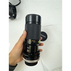 Two Tamron camera lenses, comprising CF Tele-Macro 1:3.8 1:4/210 80-210mm lens serial no. 3500736, with lens caps and hard case, SP 90mm 1:2.5 lens serial no. 306002, with lens caps, hood and case, together with a Tamron extension tube for SP 90/2.5