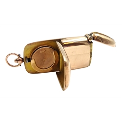 Edwardian 9ct rose gold combination vesta case and sovereign holder by Rolason Brothers, Chester 1903, approx 31.2gm