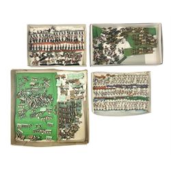 Painted metal wargame figures - over four hundred and sixty including Napoleonic, Dragoons, Line, horse-drawn and other Artillery, mounted etc; individuals and ranks of two, three and four; various scales including 20mm, 25mm etc