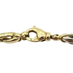 9ct white and yellow gold fancy interlinking oval chain necklace, Sheffield import marks