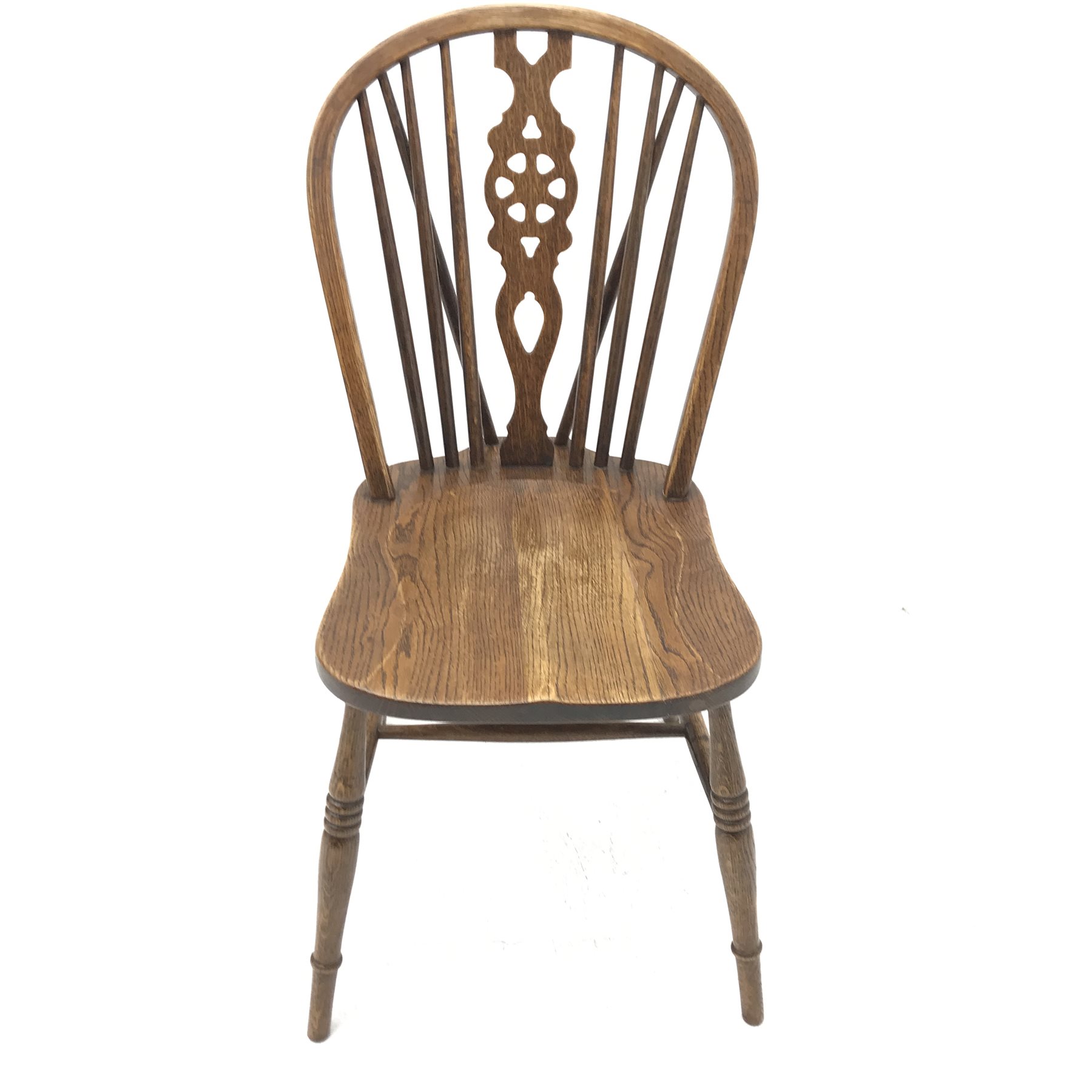 Set four oak wheel back dining chairs The Furnishings Sale