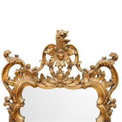 Rococo style gilt wood framed wall mirror