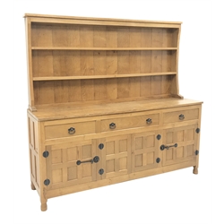 'Lizardman' panelled oak dresser, two he