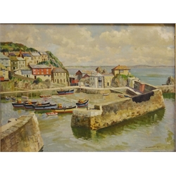  Mevagissey Harbour Cornwall, oil on board signed by Walter Lambert Bell (British 1904-1983) 29cm x 40cm   
