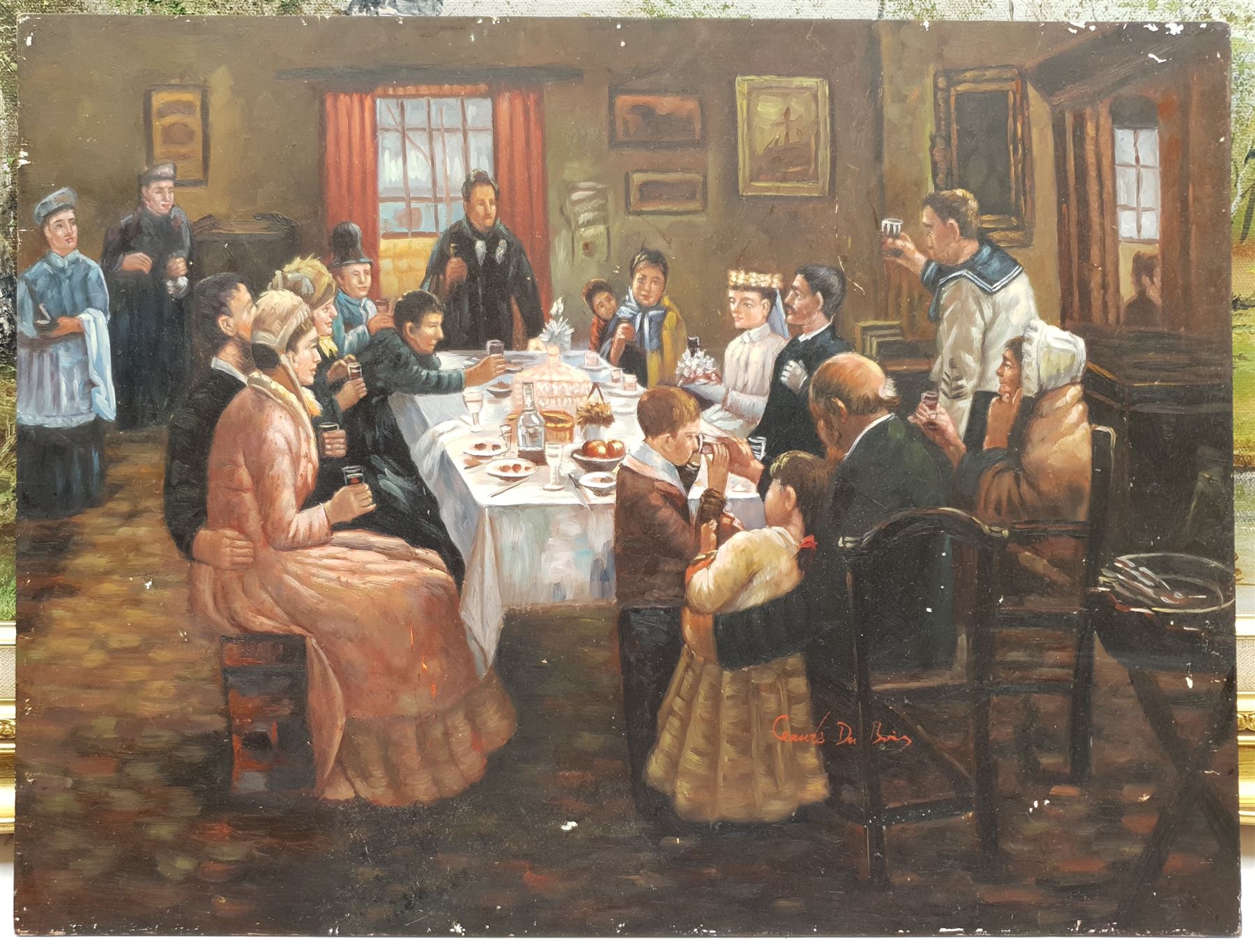 Alan Preece (British 20th century): River Landscape, oil on canvas signed 40cm x 50cm, together with two further continental oils 12cm x 17cm and 30cm x 40cm (3)