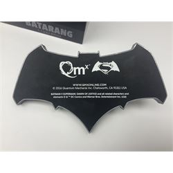 Two Batman replica Batarangs comprising DC Comics QMX Caliber Metalworks 1:1 scale replica with original box, and DC Direct The Dark Knight prop replica no. 33/1500 with original box and certificate of authenticity 